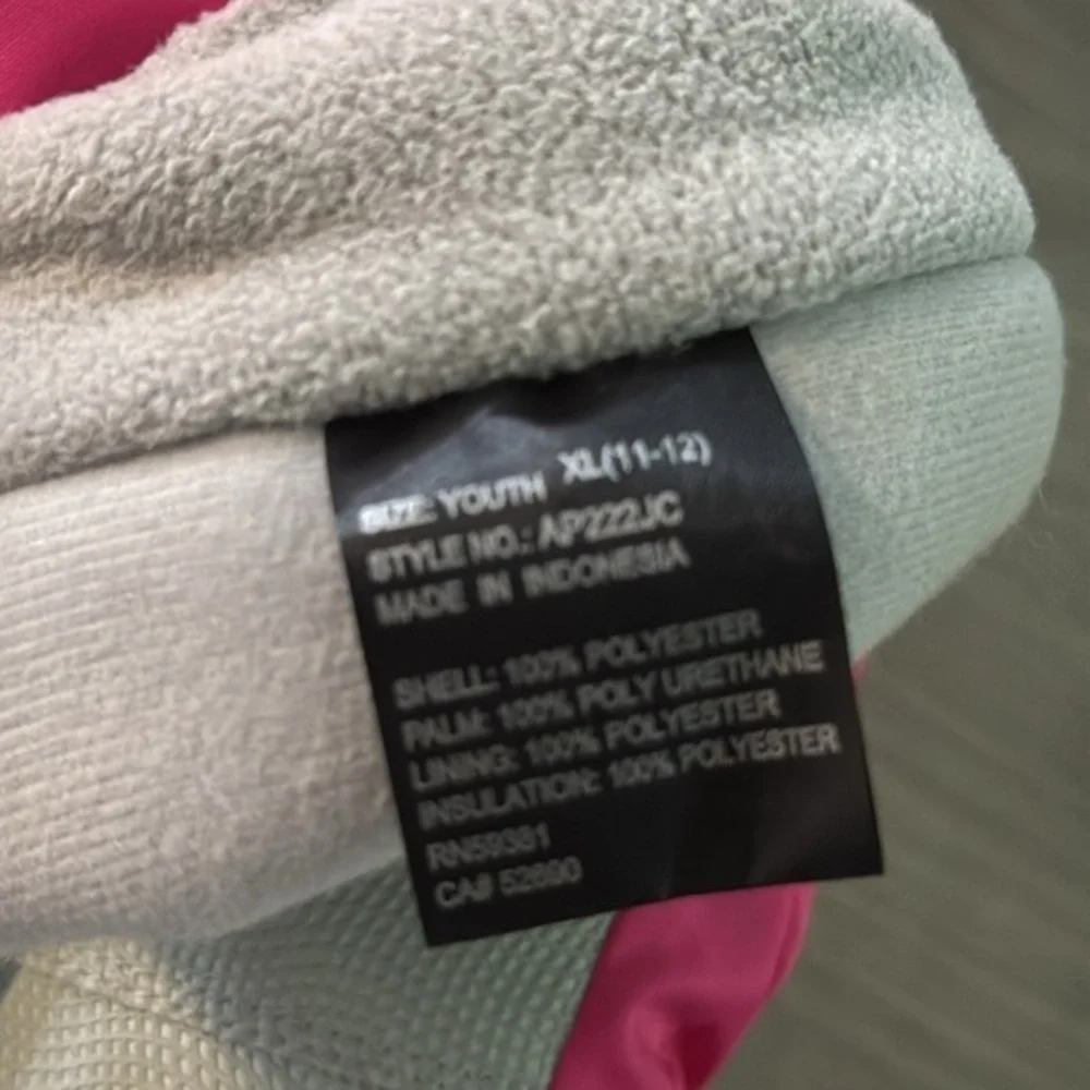 HotFingers pink fleece‎ lined mittens youth xlarge
